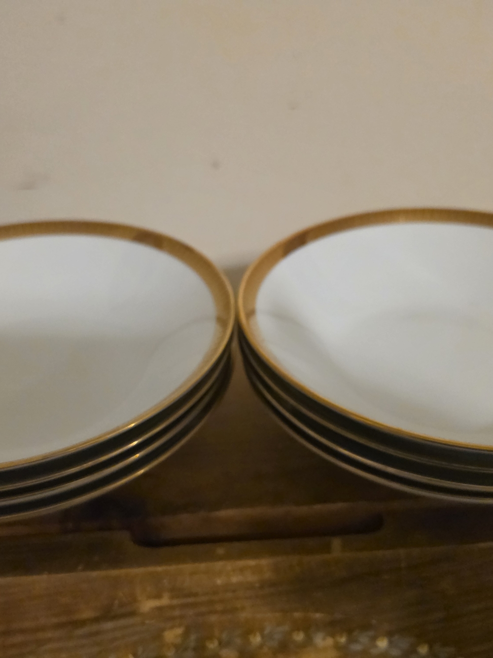 Noritake White Porcelain Bowls with Gold Rim - Set